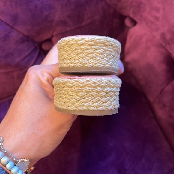 CHANEL RED & WHITE KITTEN HEEL ESPADRILLES SANDALS SIZE 39 DOUBLE CC IN … - Picture 5 of 7